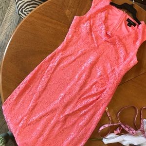 Shimmery coral cocktail dress